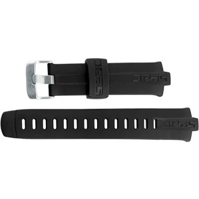 Image of SEAC Unisex&#039;s Cinturino di ricambio Action Dive and diving Computer able Strap, Silver Buckle, Black/White, Default