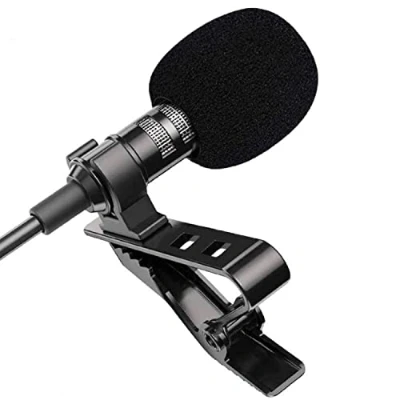 Image of HUACAM 3 Pcs Lavalier Lapel Microphone, 3.5mm Clip on Lav Mic, Omnidirectional Condenser Microphone for Computer Laptop Phone, Mini Hands Free Recording Mic Vlog YouTube Interview Blog