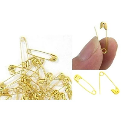 Image of 50 x Gold or Silver Colour First Steps Safety Pins Small 20mm 2cm (Gold)