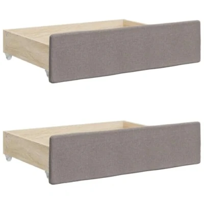 Image of vidaXL Space Saving Under Bed Storage Drawers Sleek Taupe Finish Engineered Wood and Fabric Upholstery Easy to Assemble 2 pcs for Bedroom
