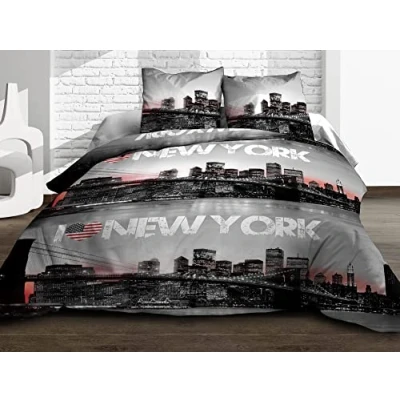 Image of COSY collection Housse de couette 220x240 + 2 taies Pur coton 57 fils NEW YORK