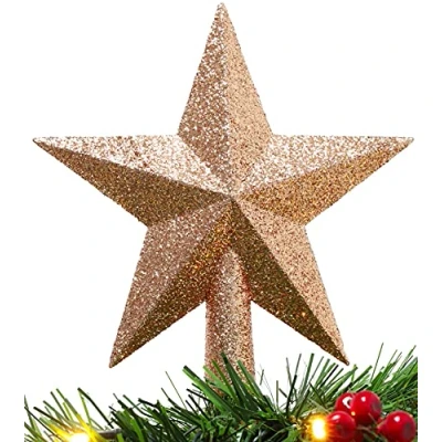Image of Christmas Concepts® 20cm Glitter Tree Top Star Decoration Topper (Rose Gold)