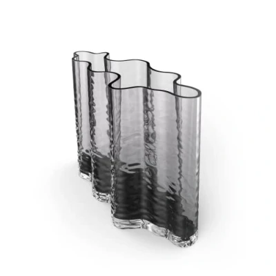 Image of Cooee Design Gry Wide Vase 24 cm Smoke, Glass Vase, Tulip Ash Colour