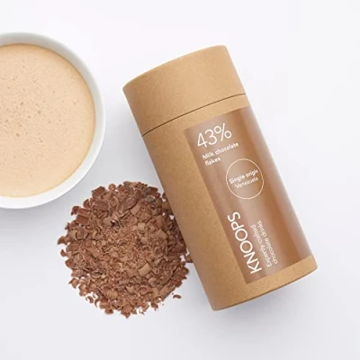Image of Knoops 43% Venezuelan Single Origin Milk Chocolate Luxury Hot Flakes, Cocoa, Luxurious Milky Treat with All Natural Ingredients 250g (approx 7 servings)