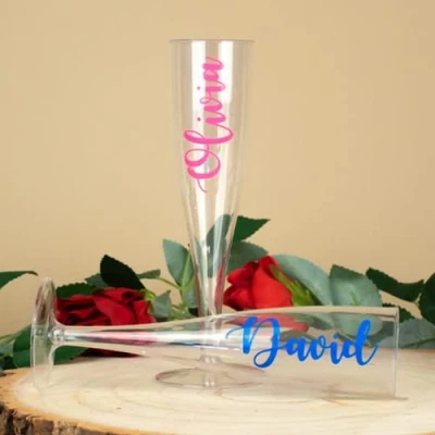 Image of PARTYRAMA.CO.UK Personalised Champagne/Prosecco Plastic Flutes… (Clear)