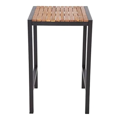 Image of Bolero Square Steel and Acacia Bar Table 600mm