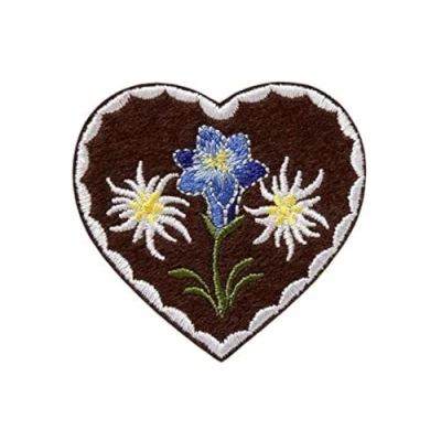 Image of Mono Quick Iron On Patch 6.0 x cm Costume Heart Edelweiss Gentian