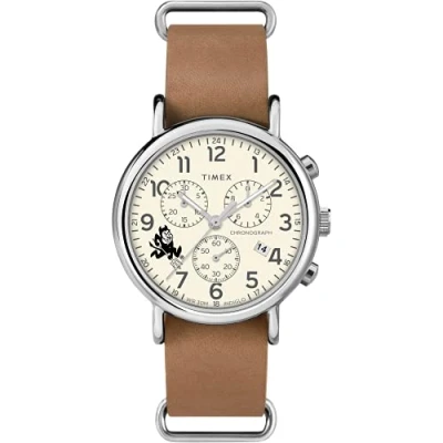 Image of Timex Tribute Men&#039;s Collegiate Weekender Chrono 40mm Quartz Leather Strap, Arizona State Sun Devils
