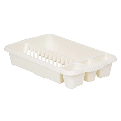 Image of Wham Soft Cream High Grade 47x27cm Plastic Dish Drainer Plate and Cutlery Rack Holder