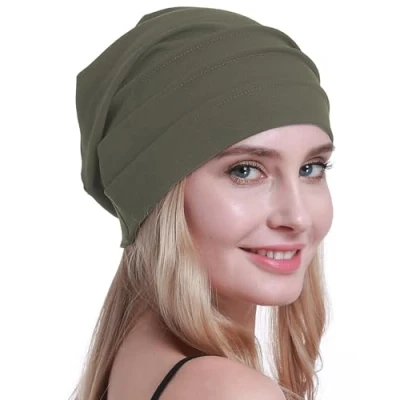 Image of osvyo Cotton Chemo Hats Soft Caps Cancer Headwear for Women Hair Loss Sealed Packaging, DARK MOS, One Size