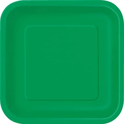 Image of Unique 31871EU Eco Friendly Square Paper Plates 23 cm Emerald Green Colour 14 Count (Pack of 1), Pack
