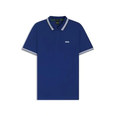 Image of BOSS Mens Polo Shirt Short Sleeve Lifestyle Cotton Medium Blue 6XL