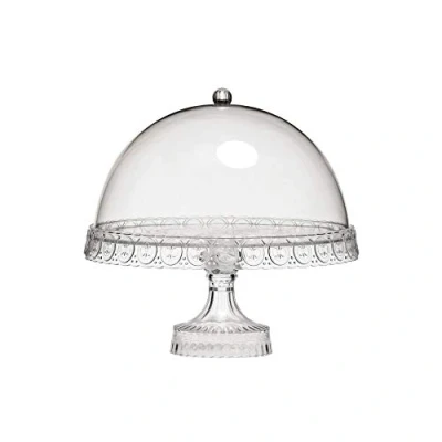Image of Premier Housewares Cake Stand With Lid Plastic Cupcake Transparent Dome Afternoon Tea Sealed Stands for