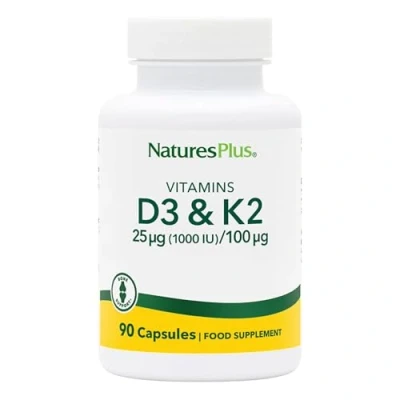 Image of NaturesPlus Vitamin D3 K2 1000 IU D Supplement with 100 mcg K Bones and Immune System Support Gluten Free, Vegetarian 90 Capsules