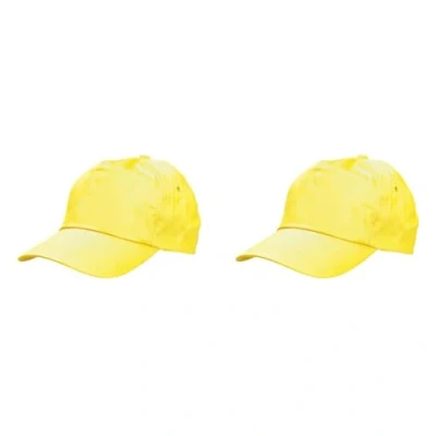 Image of eBuyGB Unisex Adult Classic Adjustable 100% Cotton Baseball Cap for Men, Women, Boys &amp; Girls 5 Panel Lightweight, Durable, and Sun Protective, Yellow