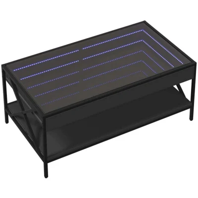 Image of vidaXL Coffee Table with Infinity LED Black 90x50x38 cm
