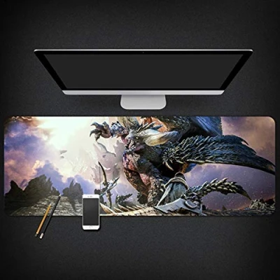 Image of Mouse Mat monster hunter Speed Gaming Pad XXL Mousepad 900 x 400mm Large Size 3mm Thick Base Perfect precision and speed, A