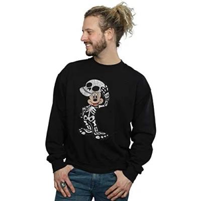 Image of Disney Men&#039;s Mickey Mouse Skeleton Sweatshirt Black Large
