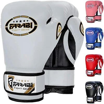 Image of Farabi Sports Kids Boxing Gloves 6, 8 oz Junior Muay Thai Youth Kickboxing Sparring Punching Bag Training (White, oz)