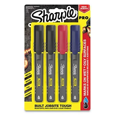 Image of Sharpie Pro Permanent Marker, Fine Point, Assorted Colors, 4 Count Marker (2018324)