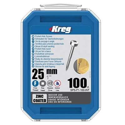 Image of KREG® Zinc Pocket Hole Screws 25mm/1.00&quot;, #6 Fine Thread, Pan Head, 500 count
