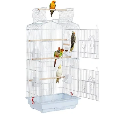 Image of Yaheetech Large Open Play Top Metal Bird Cage for Budgie Parrot Canary Cockatiel 46 x 35.5 104.5cm White