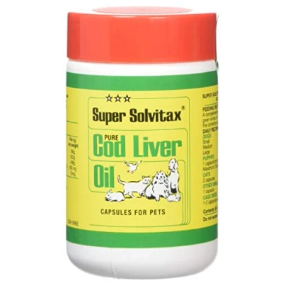 Image of Super Solvitax Pure Cod Liver Oil for Dogs (90 Capsules 40g) Helps Maintain Healthy Skin, Strong Bones and Teeth
