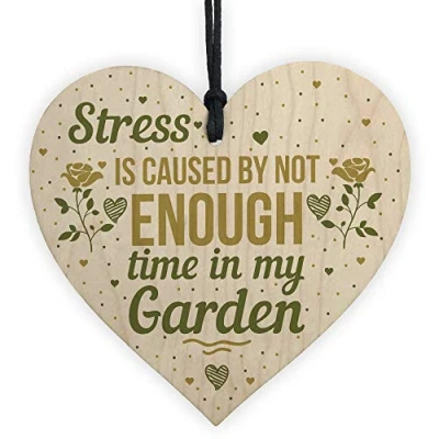 Image of RED OCEAN Funny Garden Sign Handmade Wooden Hanging Heart Shed Summer House Chic Plaque Friendship Gift