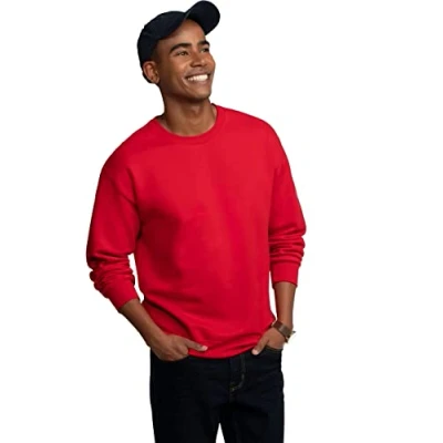 Image of Fruit of the Loom Men&#039;s Eversoft Fleece Crewneck Sweatshirts, Moisture Wicking &amp; Breathable, Sizes S 4x Shirt, Red, L