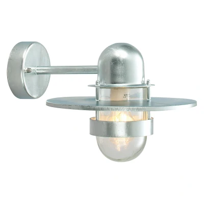 Image of Bergen 1 Light Outdoor Fisherman Dome Wall Lantern Galvanised IP55, E27