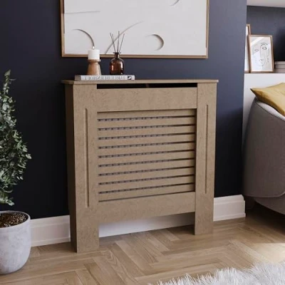 Image of Vida Designs Milton Radiator Cover Modern Unfinished Unpainted MDF Cabinet Grill, Small (H: 82 / W: 78 D: 19 cm)
