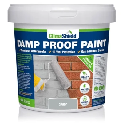 Image of SmartSeal Damp Proof Grey Paint 10 Litres For Interior &amp; Exterior Walls, Ceilings and Floors. Helps Prevent Water Ingress the Spread of Penetrating Damp.… (Grey)