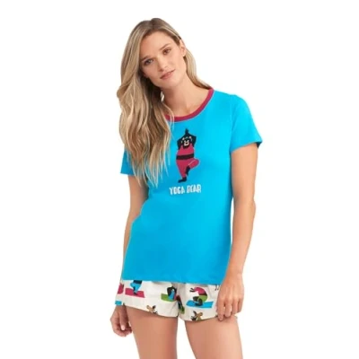 Image of Hatley Women&#039;s Cute Animal Pajama Tees Top, Yoga Bear, S
