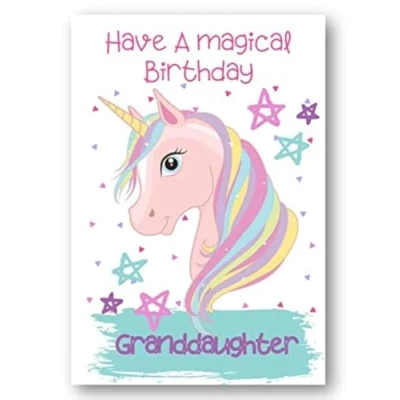 Image of Second Ave Granddaughter Children&#039;s Kids Magical Unicorn Birthday Card For Her Greetings