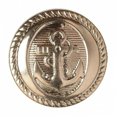 Image of Hemline Naval Anchor Design Buttons Gold per Pack of 4