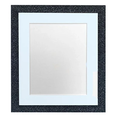 Image of FRAMES BY POST Glitz Charcoal Picture Photo Frame with Blue Mount 45 x 30 CM Image Size 14 8 Inch Plastic Glass