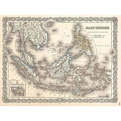 Image of Wee Blue Coo 1855 Colton Map The East Dies Singapore Thailand Borneo Art Print Poster Wall Decor 12X16 Inch