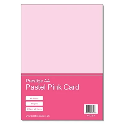 Image of Prestige A4 Pastel Pink Coloured Craft Card 180gsm 50 Sheets per Pack