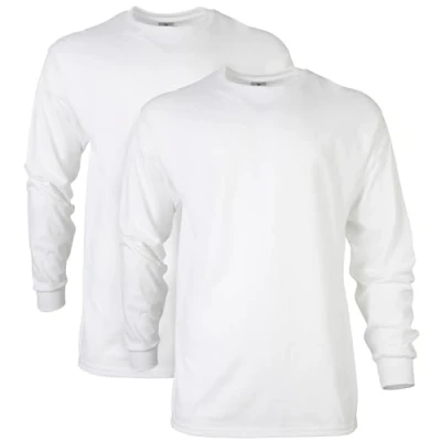 Image of Gildan Unisex&#039;s Ultra Cotton Long Sleeve T Shirt, Style G2400, Multipack, White (2 Pack), 4XL (Pack of 2)