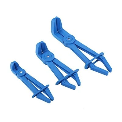 Image of 3 Pieces Plastic Flexible Hose Clamp Tool Kit for Brake Fuel Gas Water Pipe Pliers Set Blue