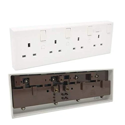 Image of K M Electronics® Single OR Double 1 2 Gang to 4 Switched 13A 13 AMP Socket Converter