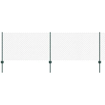 Image of vidaXL Chain Link Fence with 10 U Posts Green 0.8x10 m Steel