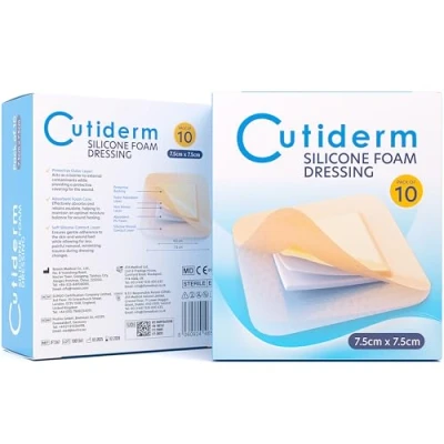 Image of Cutiderm Gentle Silicone Foam Comfort Wound Dressing with Lite Border, 7.5cm x 7.5cm, Pack of 10