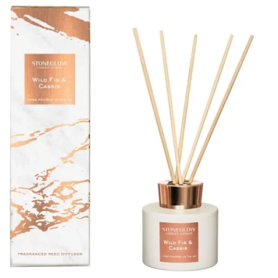 Image of Stoneglow Luna Collection Wild Fig &amp; Cassis 120ml Scented Reed Diffuser (White Copper)