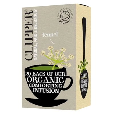Image of Clipper Organic Fennel Tea Bags 20 Infusion Teabags Pure Caffeine Free for Home or Office Eco Conscious Herbal Natural, Unbleached, Plant Based &amp; Biodegradable in Heat Sealed
