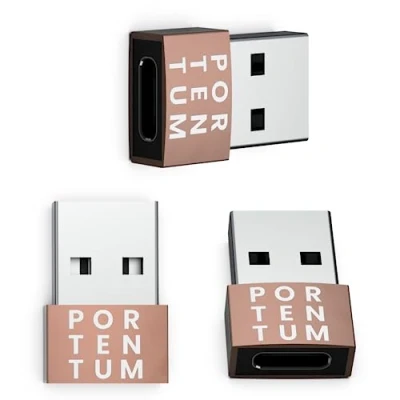 Image of PORTENTUM USB C to Adaptor 3 Units 480 MB Speed Premium Zinc Allow with High Heat Resistance adapter Rose Gold