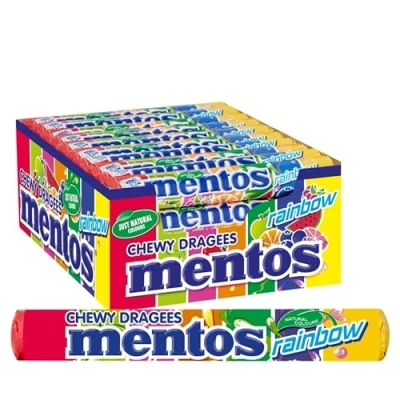 Image of Mentos Rainbow Soft Chews, Fruity Sweets With Natural Colours 40 Rolls