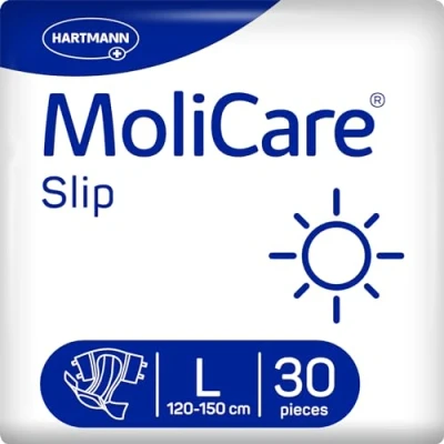 Image of MoliCare Slip Day Disposable Incontinence for Women and Men with Severe Urine Stool Incontinence, Reclosable, Size L (100 150 cm), Pack of 30
