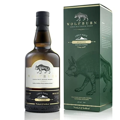 Image of Wolfburn Morven Whisky Single Malt Scotch 70cl. Gift Boxed Scottish Whisky. This Deals Warm Smoky and Spicy Tones