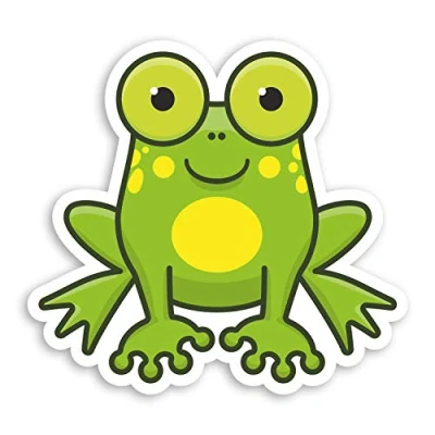 Image of 2 x 10cm Happy Green Frog Vinyl Stickers Frogs Cute Animal Kids Sticker #29279